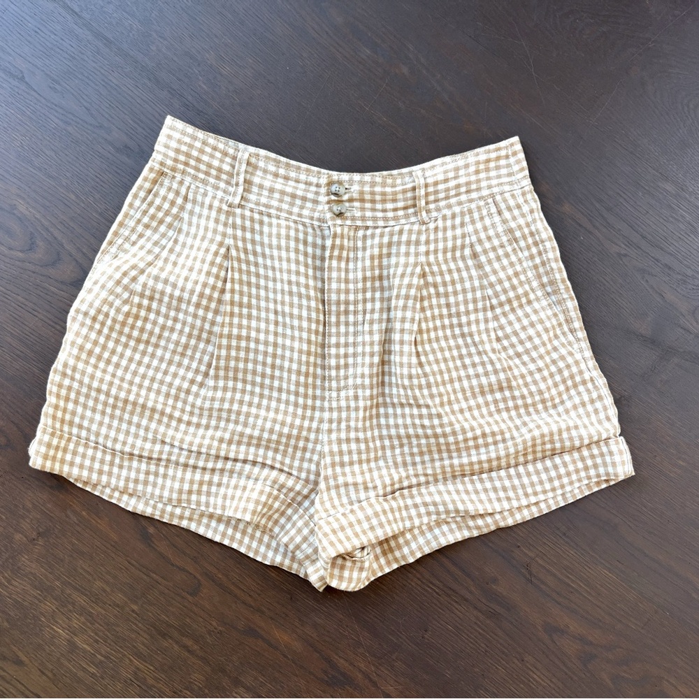 MADEWELL gingham linen shorts size 4
